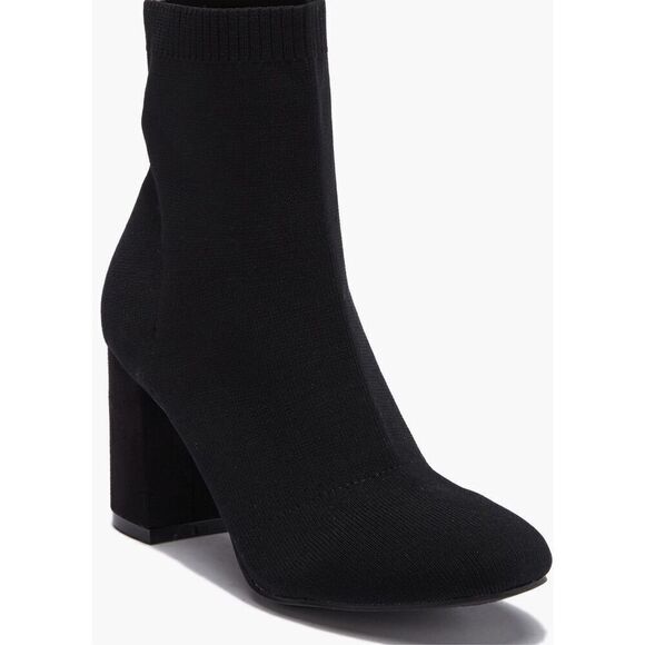 MIA Stretch Boots Size 8 Black Block Heel Ankle Booties Pull On Style NEW - Picture 1 of 9